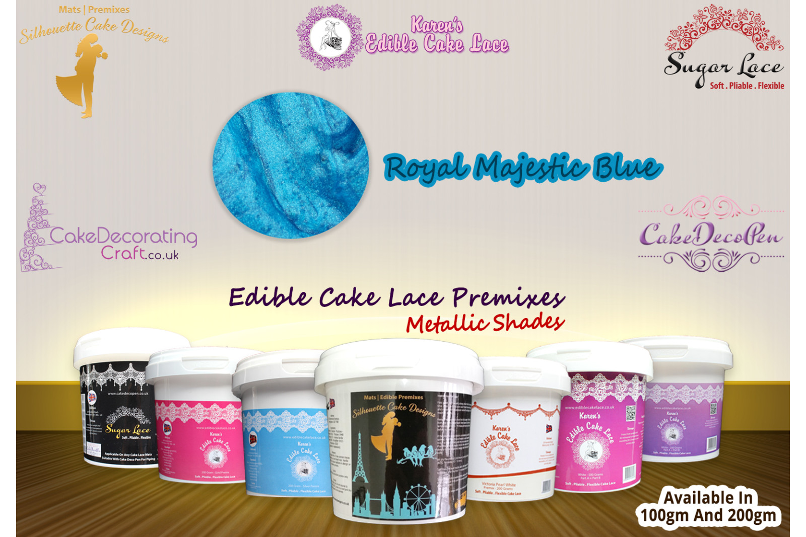 Royal Majestic Blue Colour | Edible Sugar Lace Deco Pen | Metallic Shade | 200 Grams